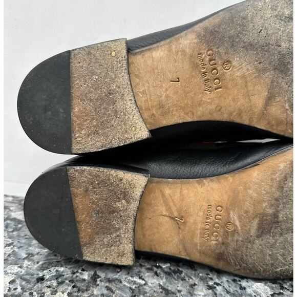 GUCCI L'AVEUGLE PAR AMOUR BLACK LEATHER WEB LOAFERS SHOES Men’s Size 7 - Picture 12 of 14